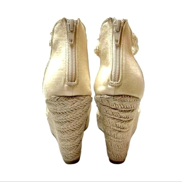 STEVE MADDEN RISE Beige cream T-trap woven Espadrille WEDGE SANDAL women size 6 - Picture 6 of 7